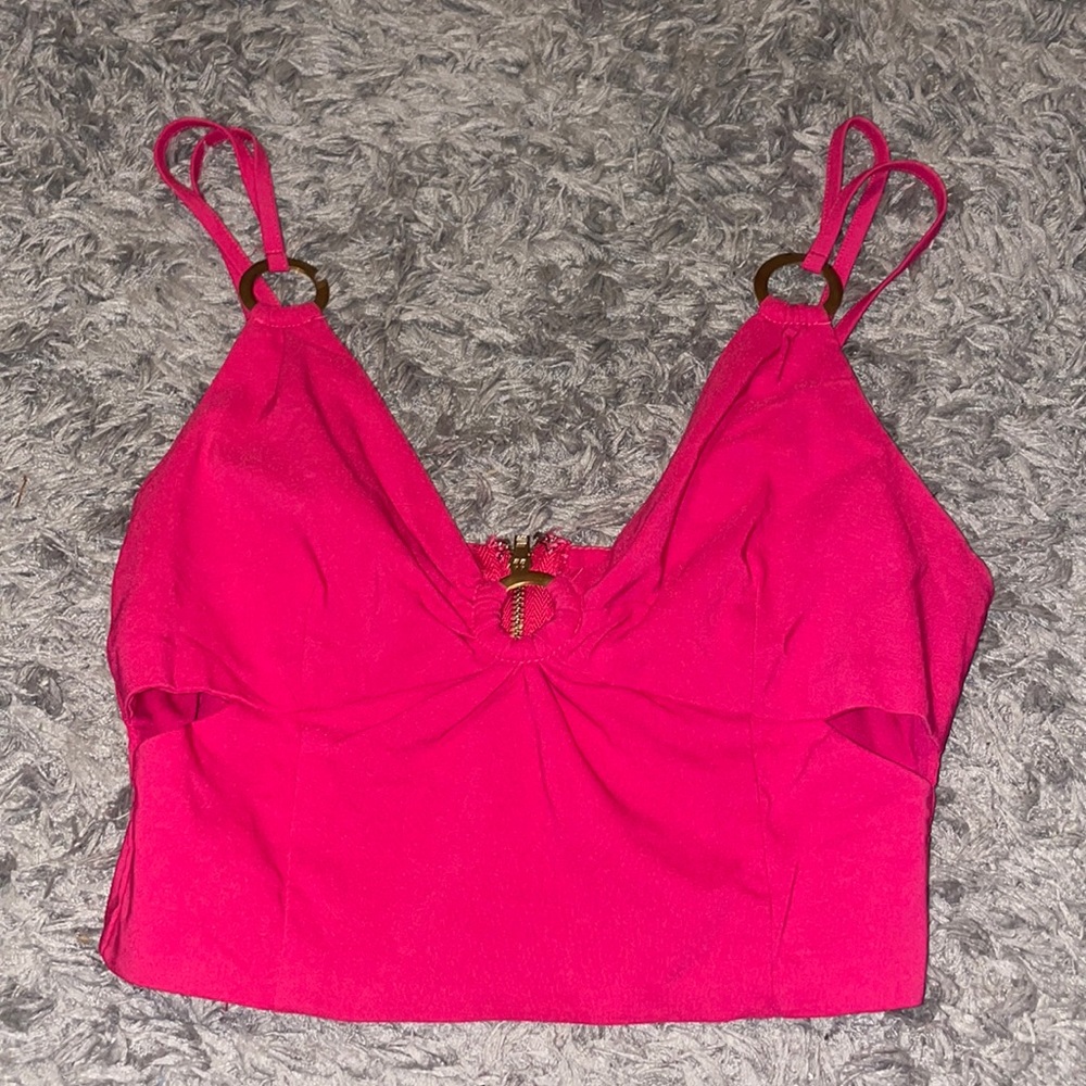 Hot Pink O-Ring Crop Top
